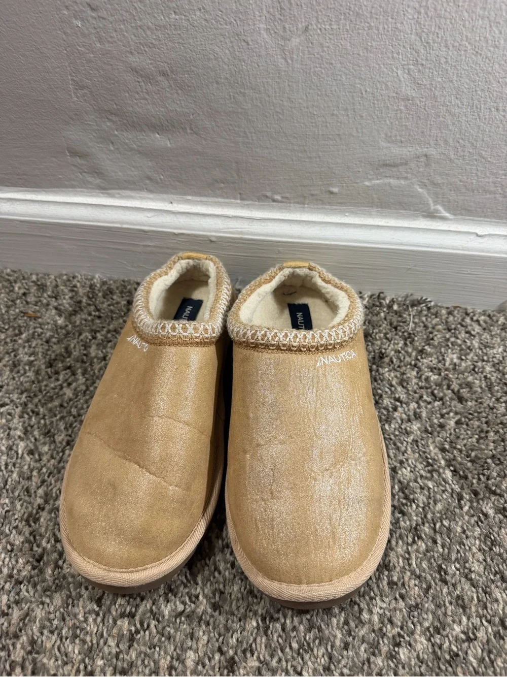 Nautica Kids Light Brown Slip-On Cozy Slippers